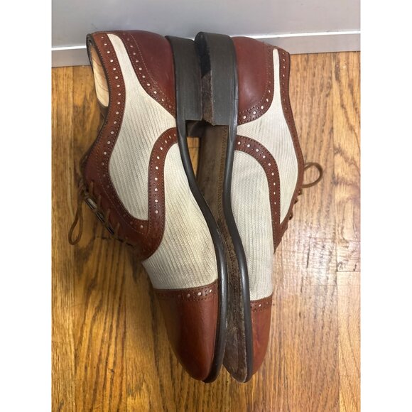 Vintage Johnston Murphy Spectator Cap Toe Brogue Oxford Shoes Size 11D Leather & - Picture 8 of 11